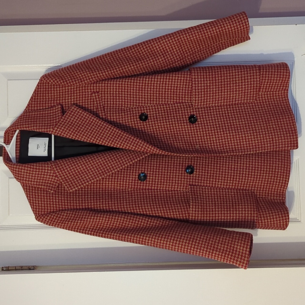 Mango Wool Blend Blazer Red